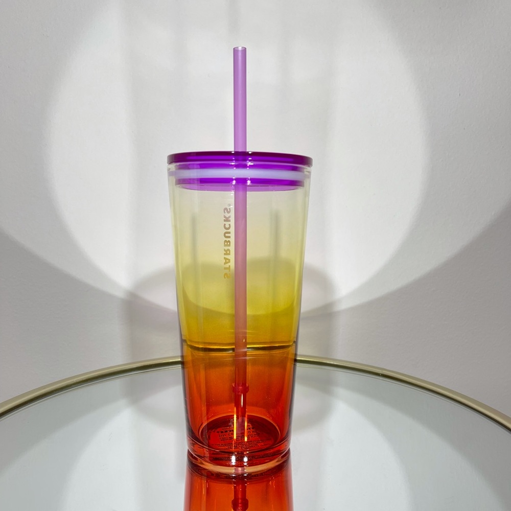 Starbucks Ombre Red Yellow Sunset Glass Tumbler